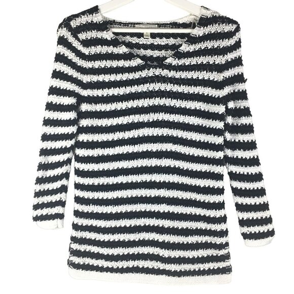 Dana Buchman Black & White Striped Long-sleeve Sweater Size Small - Picture 1 of 9